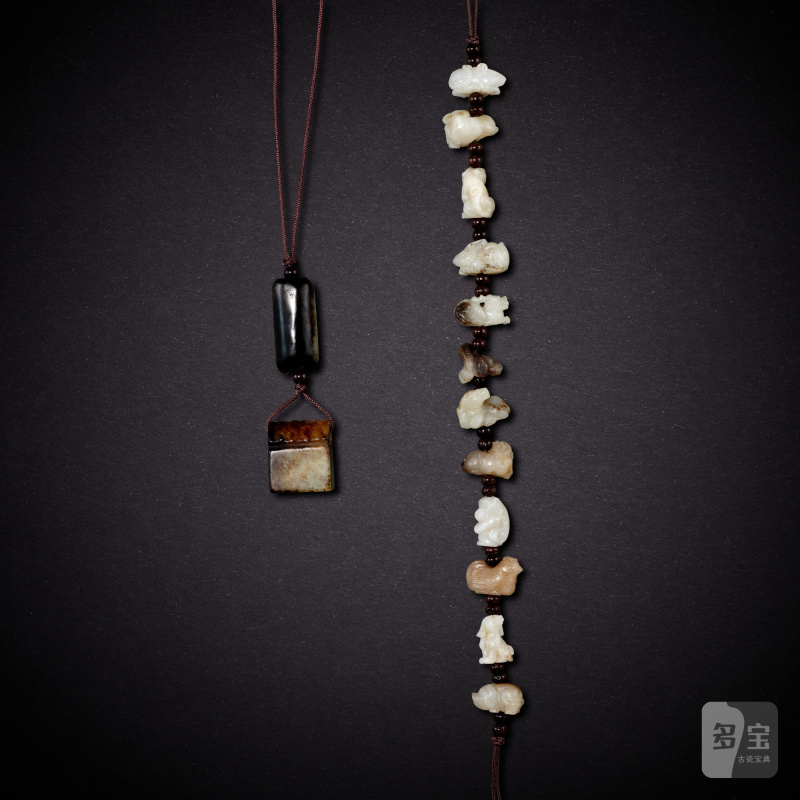 Two strings of jade ornaments, Neolithic period - Ming dynasty | 新石器時代至明 玉印及玉珠一串 及 白玉十二生肖珠飾一串 - 图2
